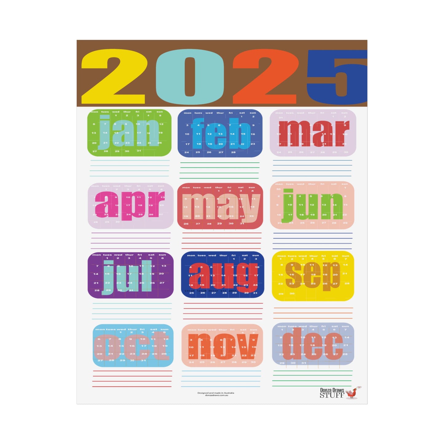 Calendar Wall Planner Poster 2025