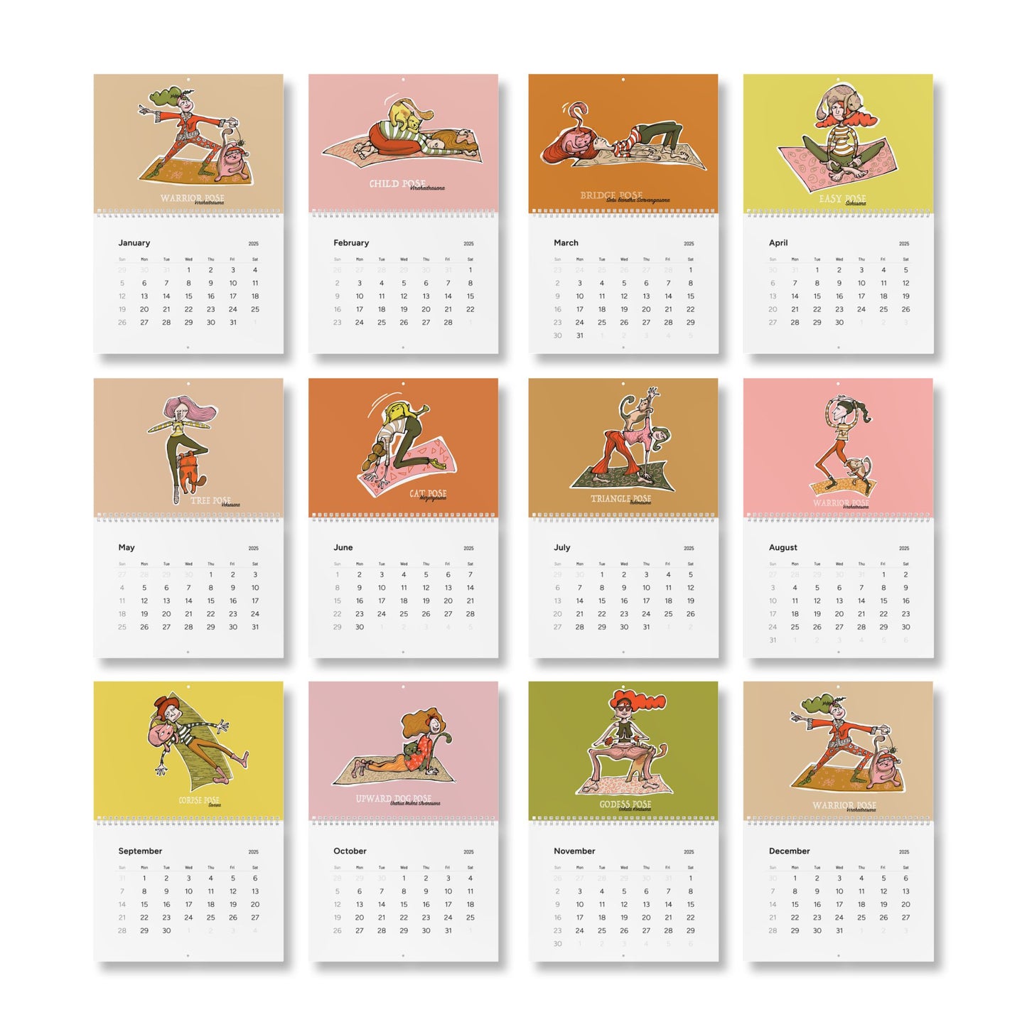 KARMA KITTY Yoga Wall Calendar 2025