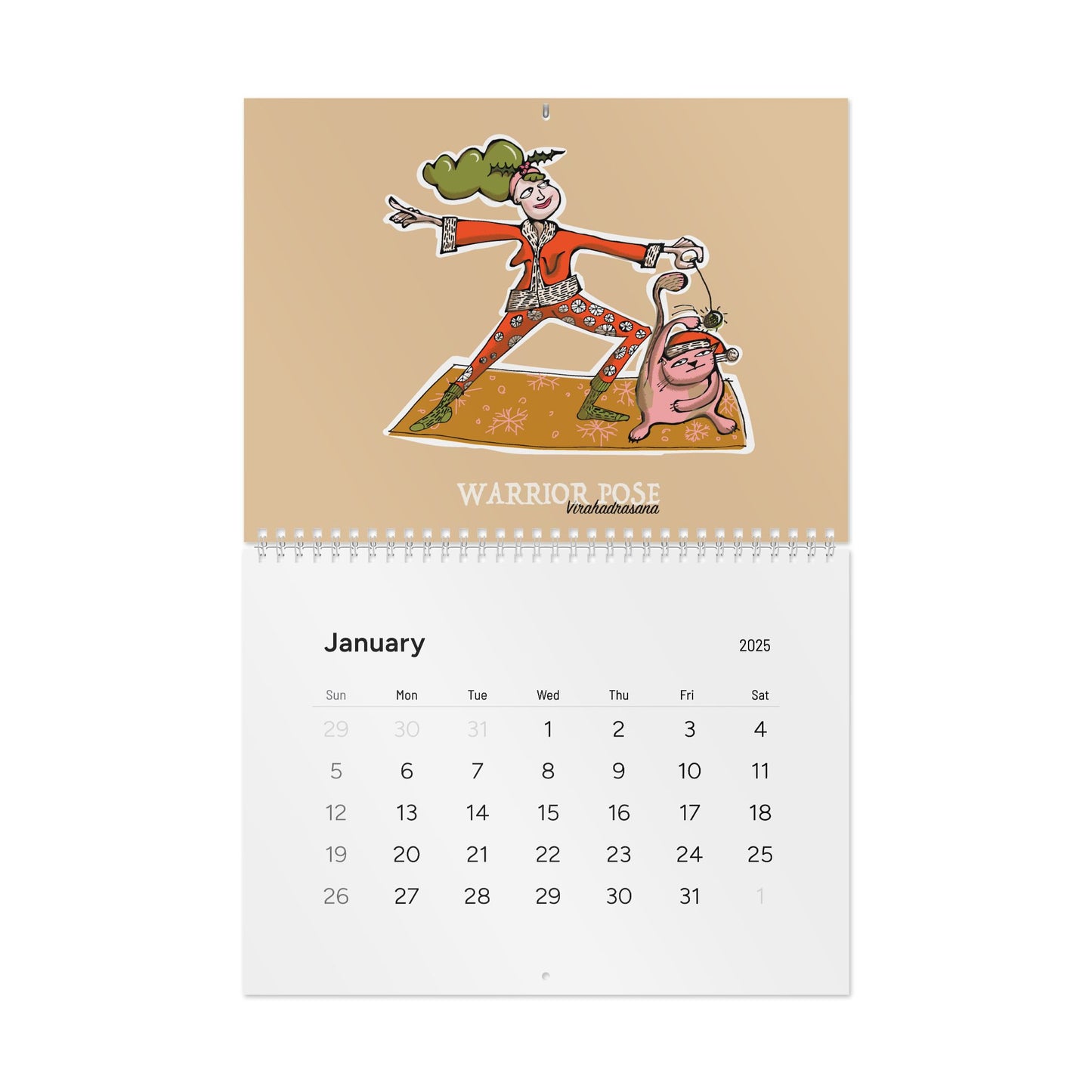 KARMA KITTY Yoga Wall Calendar 2025