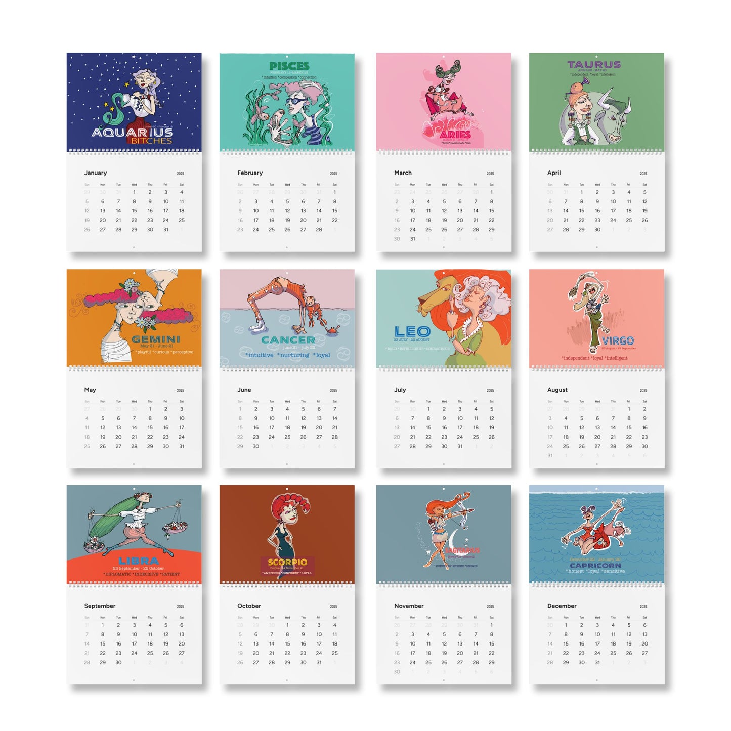 Zodiac Wall Calendar 2025