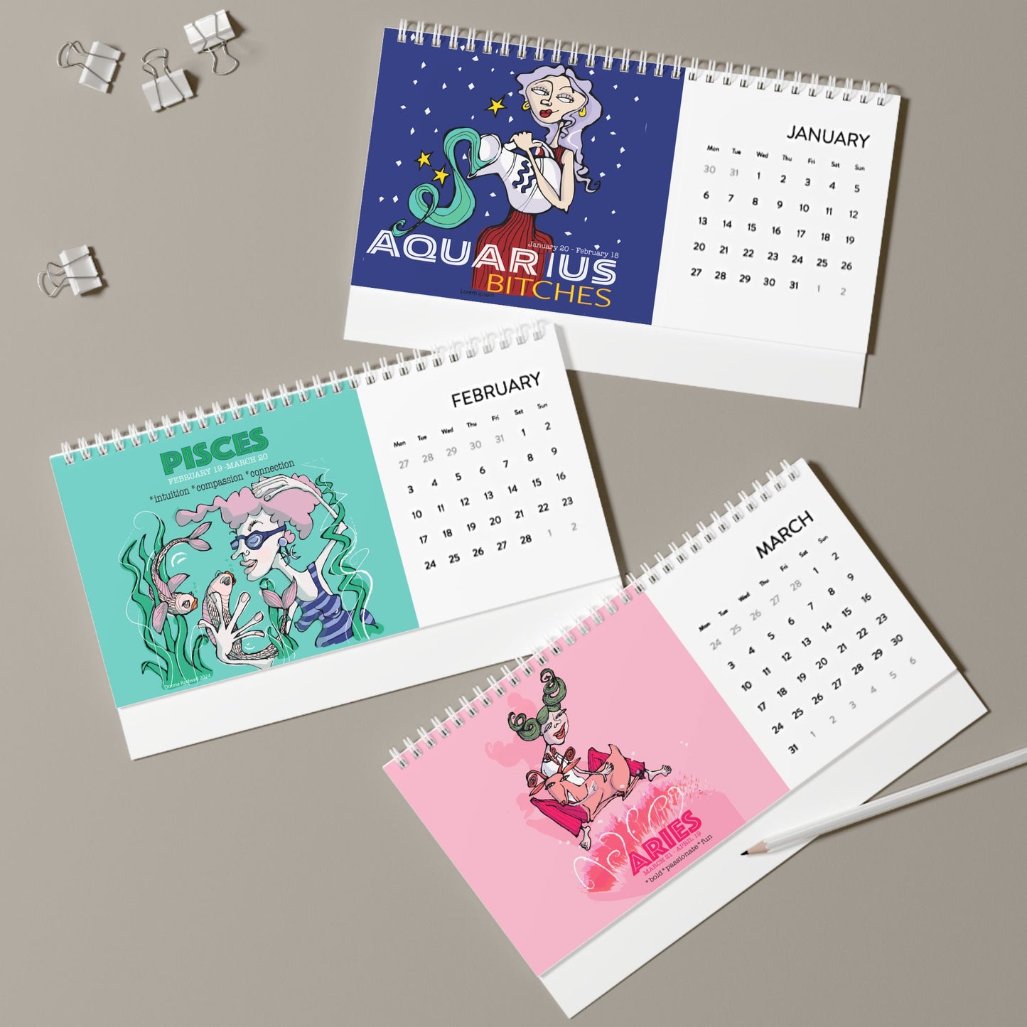 ZODIAC Desk Calendar 2025